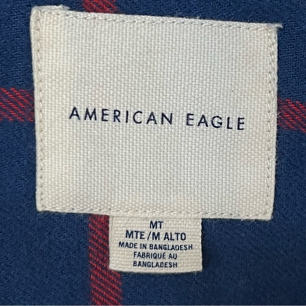 American Eagle Plaid Flannel Long Sleeve Button Down Shirt - Picture 5 of 8